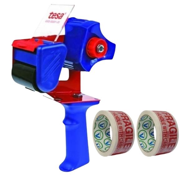 Tesa – Packaging Tape Dispenser Including 2 x 50m Fragile Tape