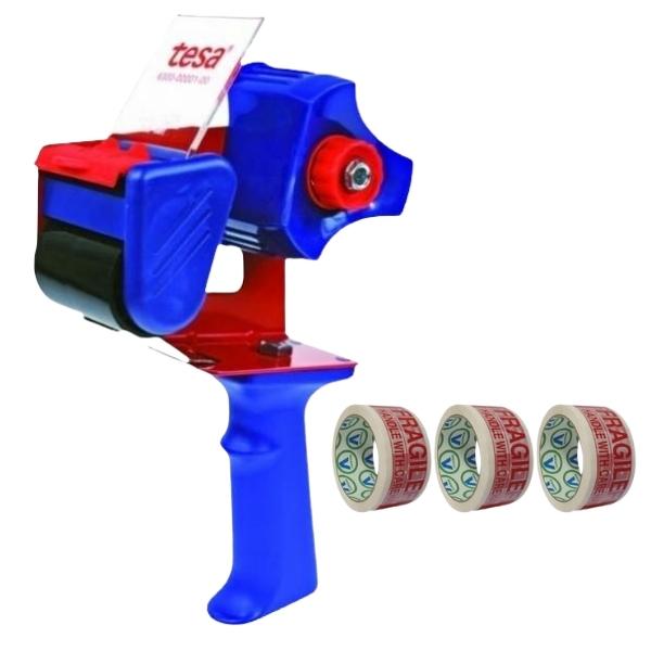Tesa – Packaging Tape Dispenser Including 3 x 50m Fragile Tape