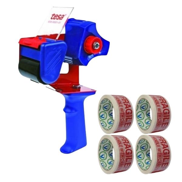 Tesa – Packaging Tape Dispenser Including 4 x 50m Fragile Tape