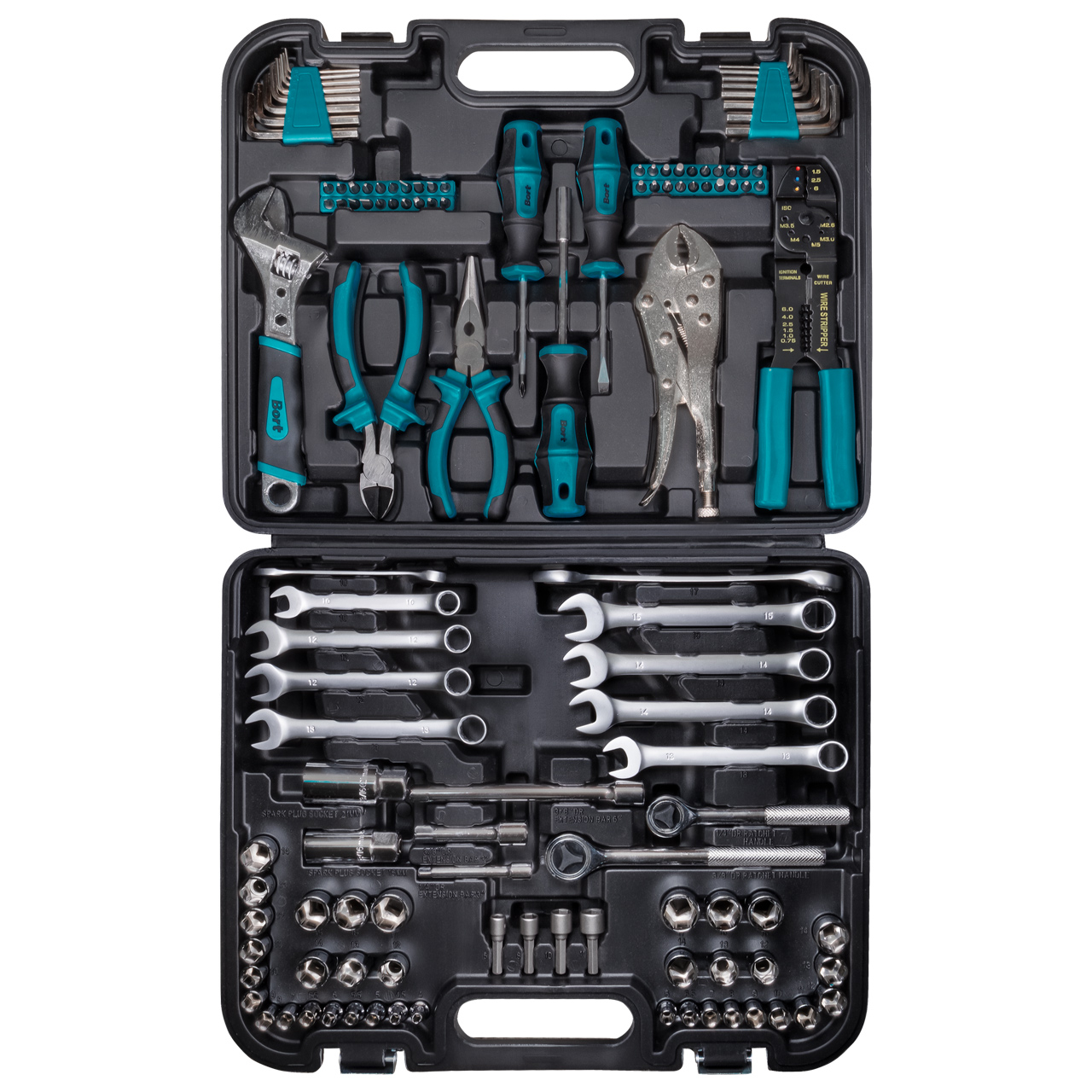 Bort – Professional Mechanics Hand Tools Set with Spanners, Sockets – 121 Piece