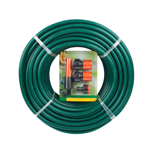 Garden Hose Pipe 12mm x 30m With 4x Attachable Fittings