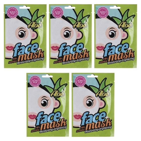 Bling Pop – Aloe Moisturising and Brightening Face Masks (20ml) – Pack of 5
