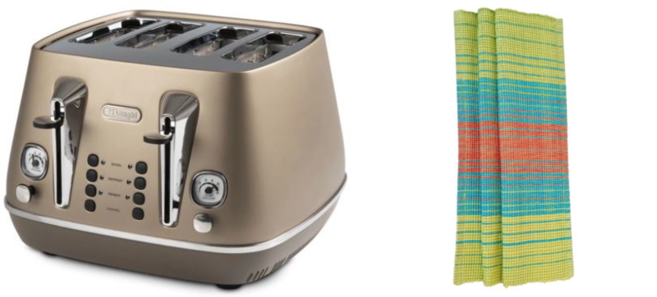 Delonghi Distinta 4 Slice Toaster Bronze With Set of 2 Serving Placemat Combo