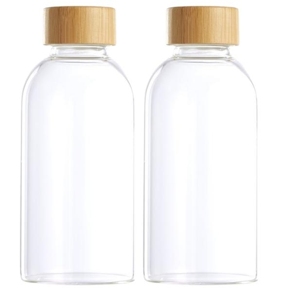DAY – Glass Water Bottle with Bamboo Lid – 500ml – Pack of 2
