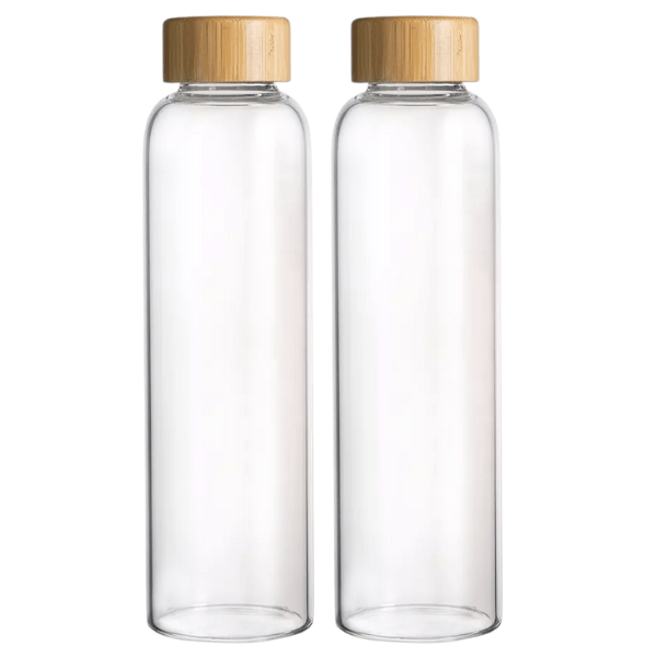 DAY – Glass Water Bottle with Bamboo Lid – 1L – Pack of 2