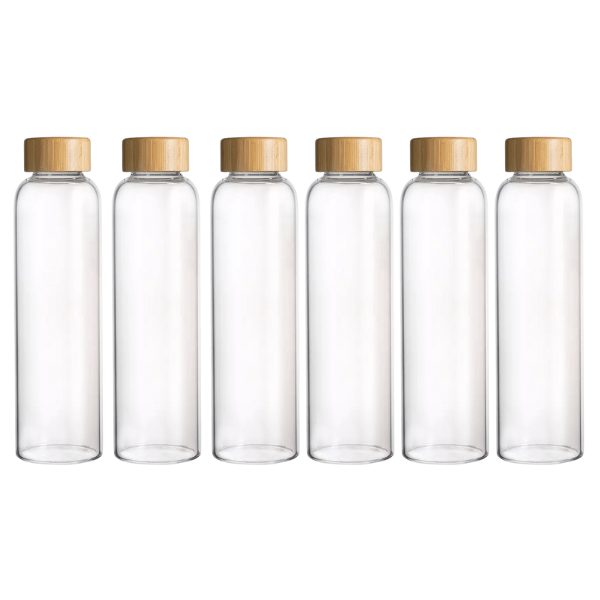 DAY – Glass Water Bottle with Bamboo Lid – 1L – Pack of 6