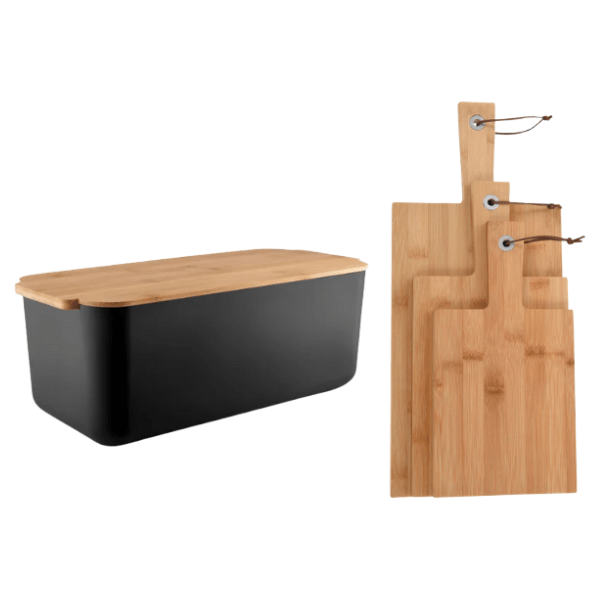 DAY – Bamboo Cutting Board Set (3 Piece) and Bread Box with Bamboo Lid