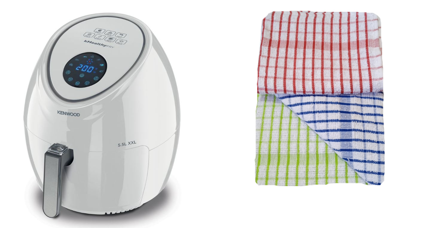 Kenwood Air Fryer Digital 5,5L XX Large Live Healthy WITH 3 Kitchen Swabs