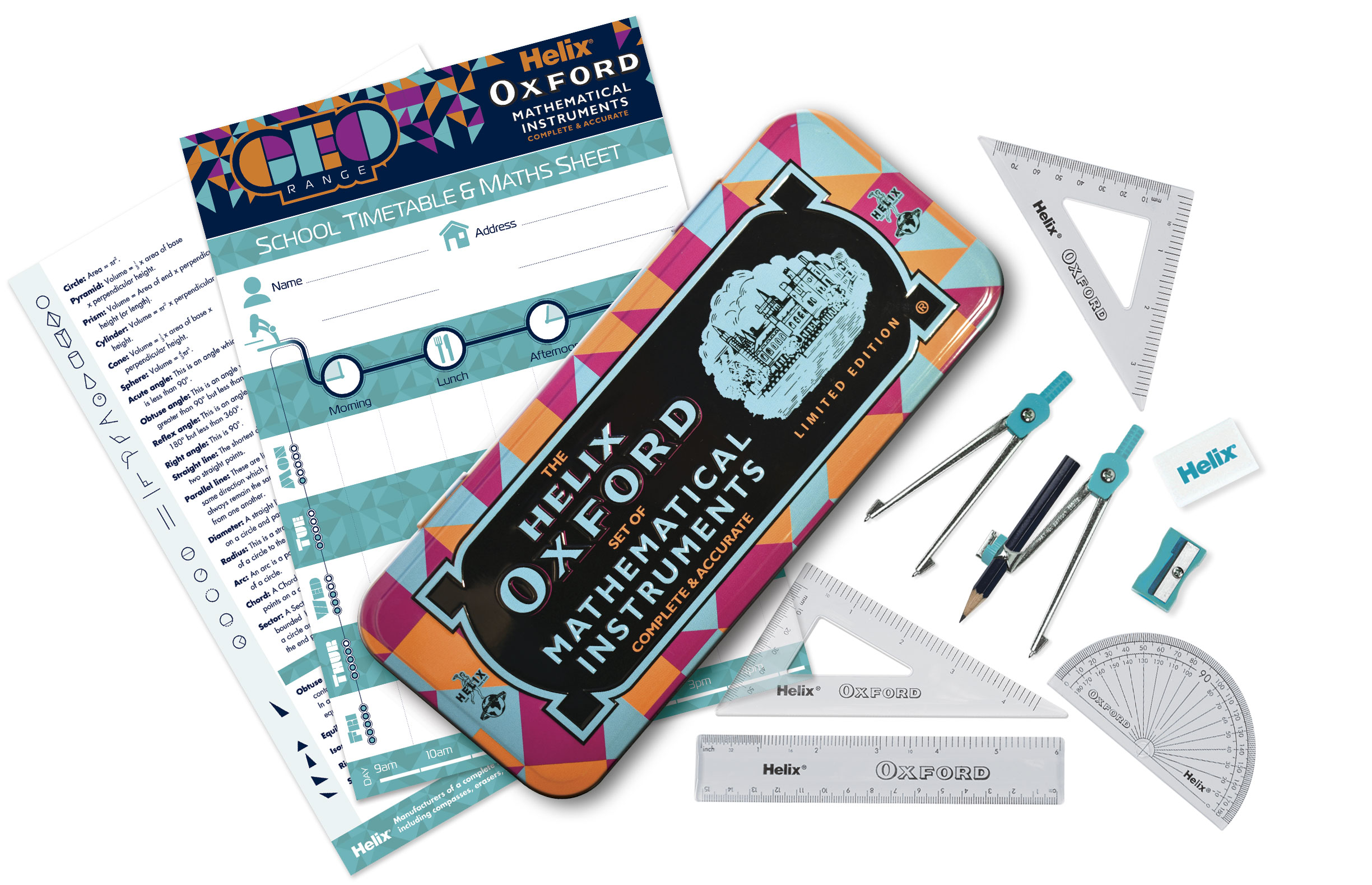 HELIX OXFORD Geo Maths Set – 10pc – Orange