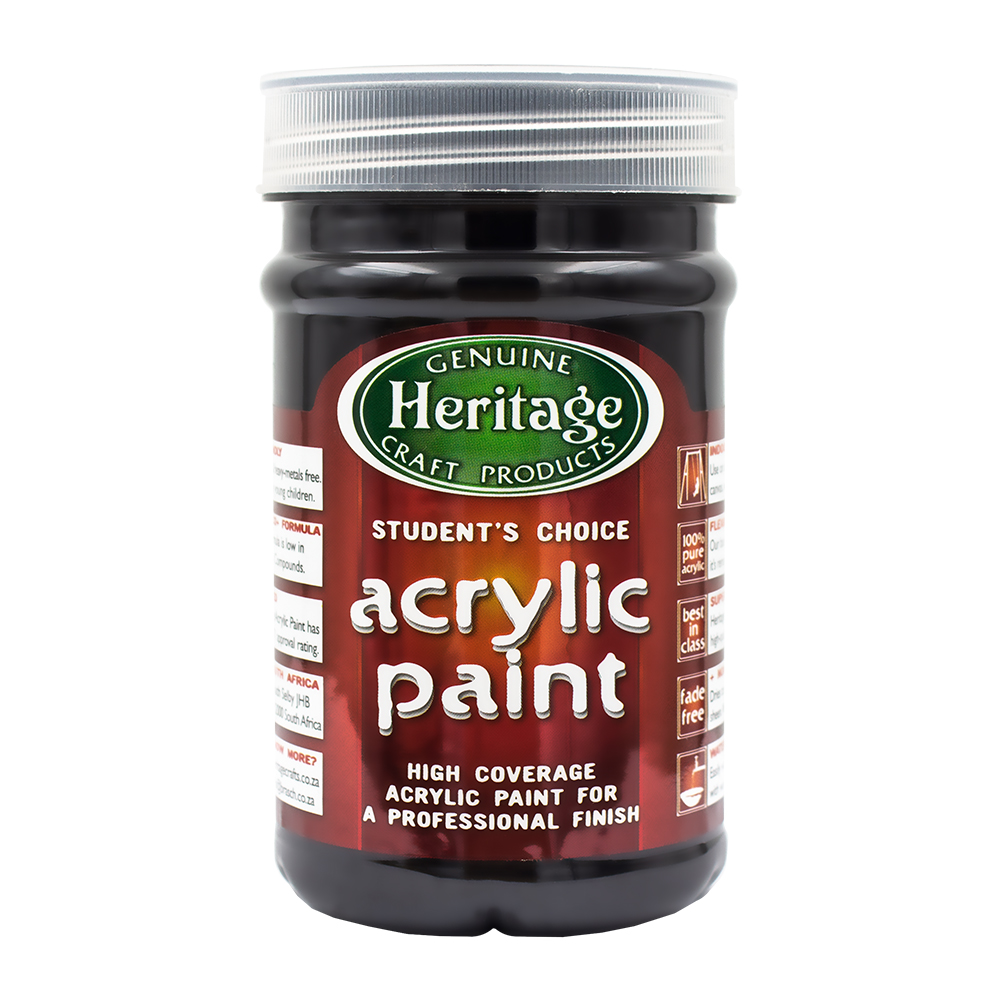 Heritage Pure Acrylic Paint 250ml – Black