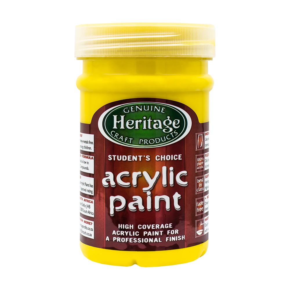 Heritage Pure Acrylic Paint 250ml – True Yellow