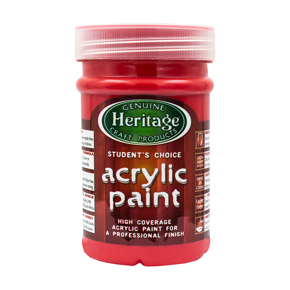 Heritage Pure Acrylic Paint 250ml – True Red