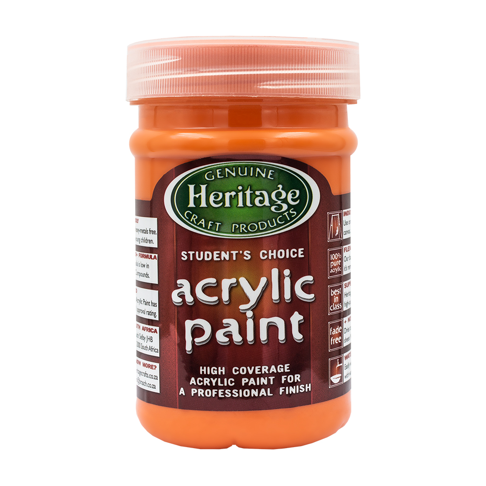 Heritage Pure Acrylic Paint 250ml – Orange