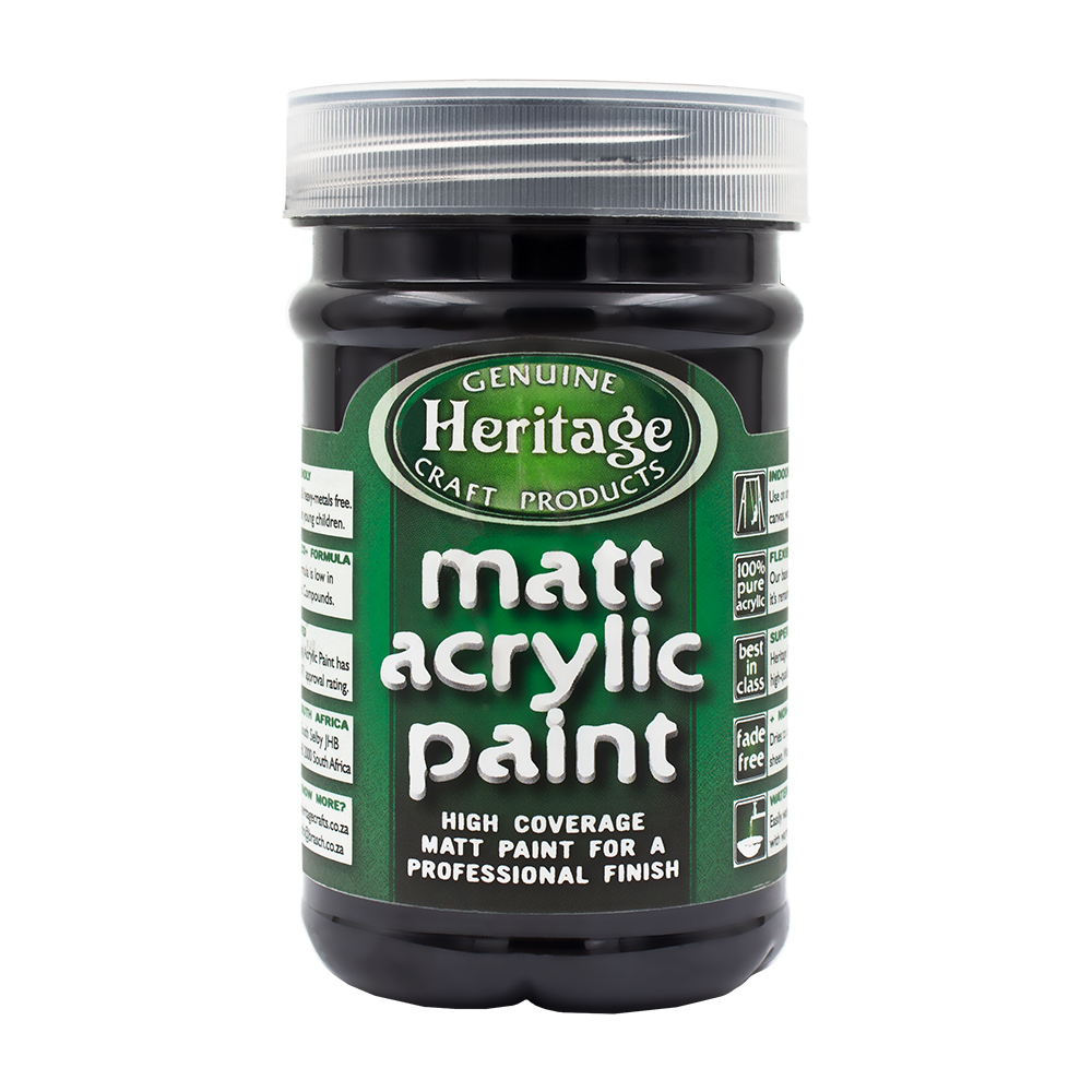 Heritage Pure Acrylic Paint 250ml – Matt Black
