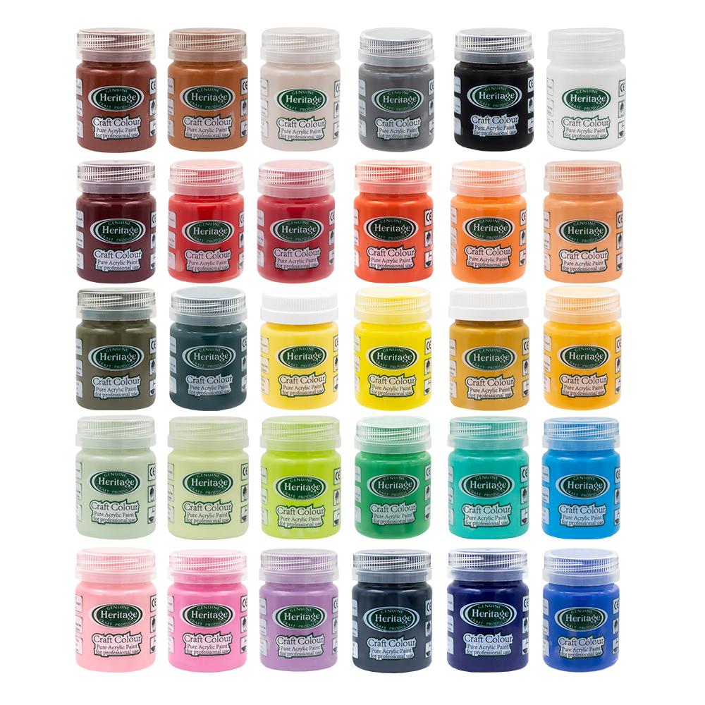 Heritage Acrylic Paint – Craft Colour Palette Set – 30 x 50ml