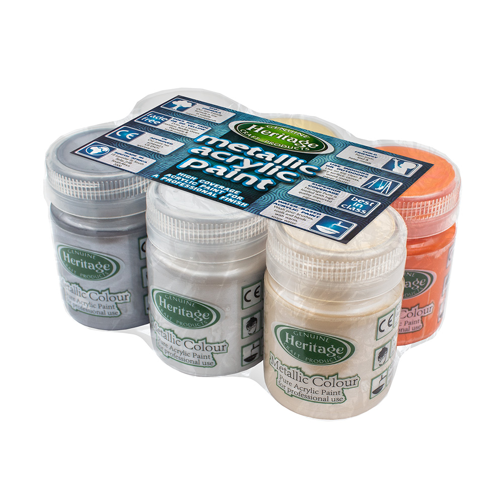 Heritage Metalic Paint – Metalic Colour Set – 6 x 50ml