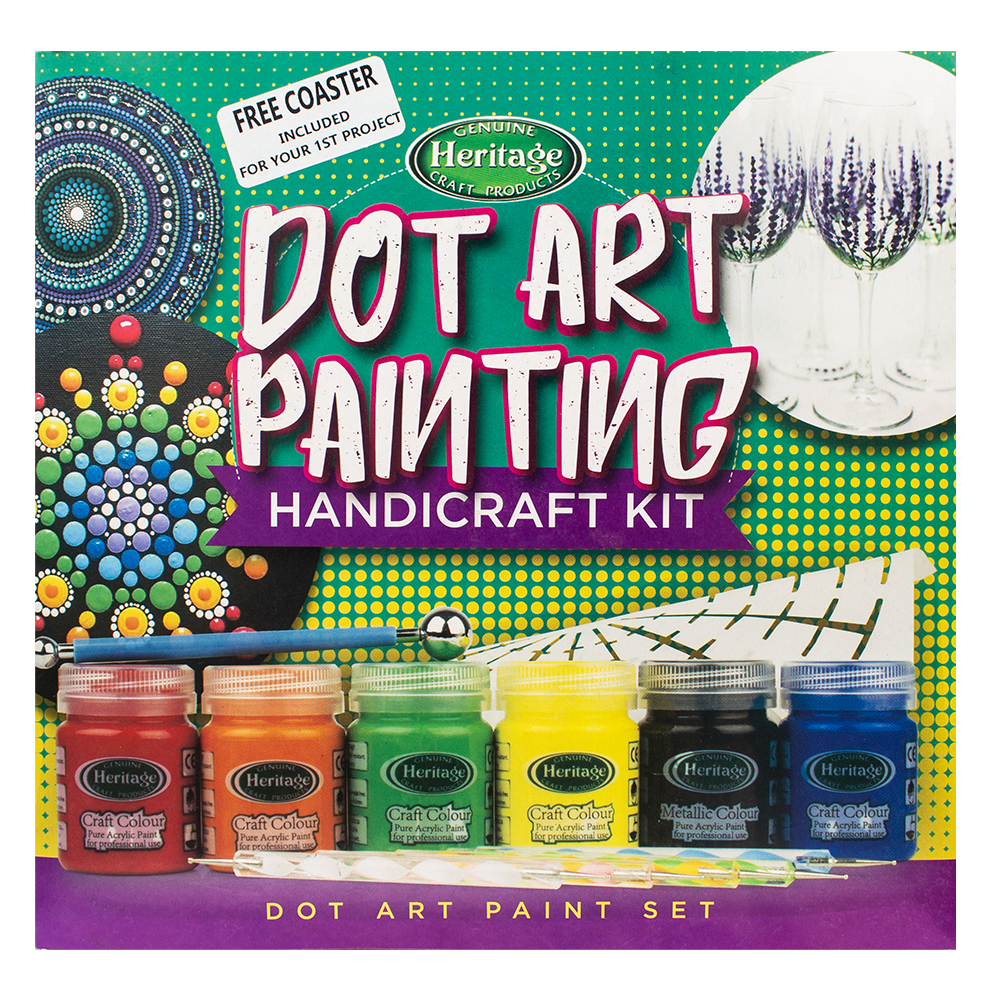 Heritage Dot Art Paint Kit – Bright Colours – 6 x 50ml