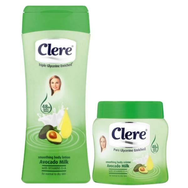 Clere – Body Lotion 400ml & Body Creme 500ml Combo Set – Avocado Milk