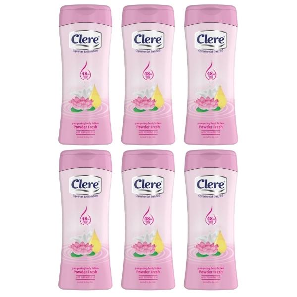 Clere – Body Lotion 200ml – Powder Fresh – Pack of 6