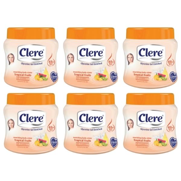 Clere – Body Crème 500ml – Tropical Fruits – Pack of 6