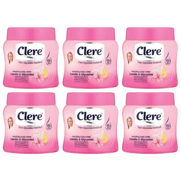 Clere – Body Crème 500ml – Lanolin and Glycerine – Pack of 6