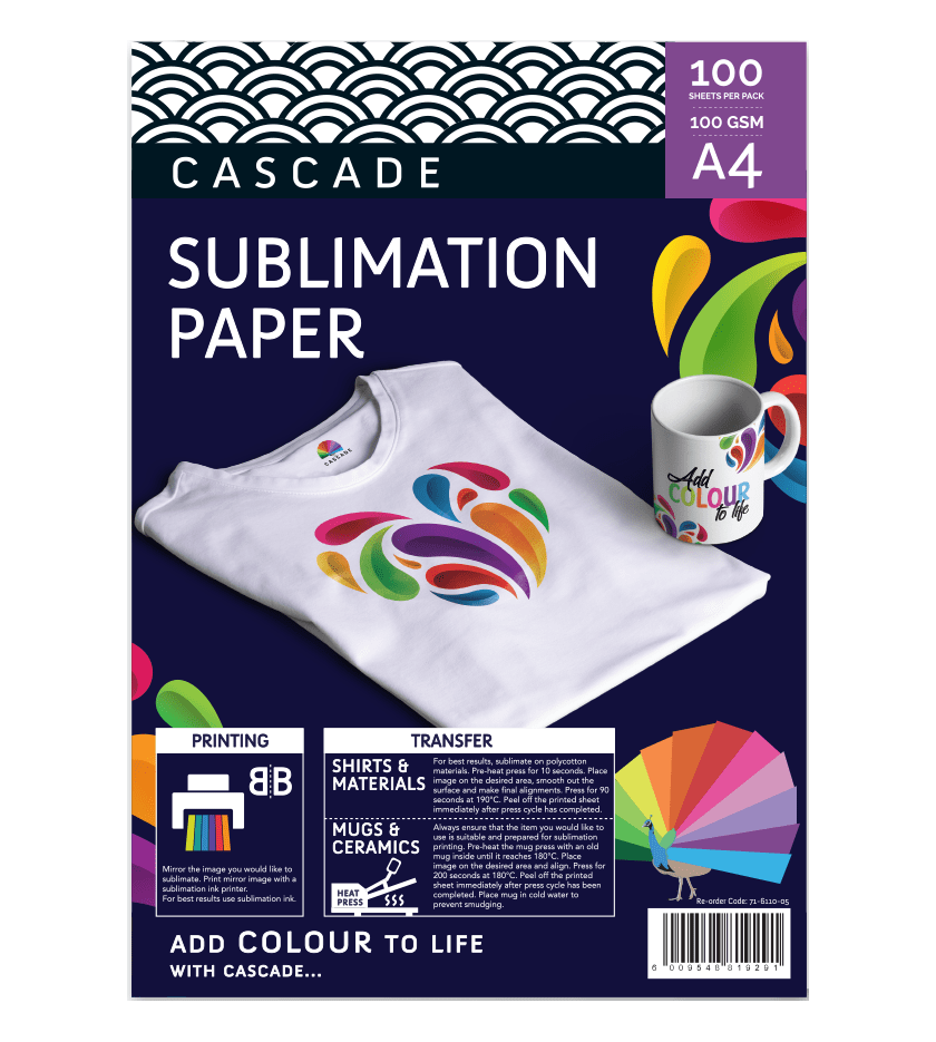 Cascade Sublimation Heat Transfer Paper – 100 Sheets – A4 100GSM