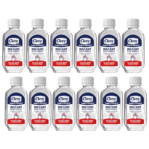Clere – Pure & Protect Instant Hand Sanitiser Gel 50ml – Pack of 12