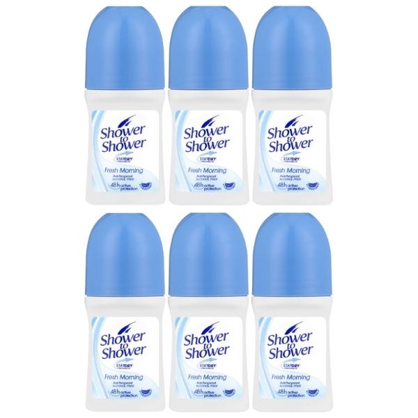 Shower To Shower – Ladies Roll-On 50ml -Fresh Morning – Pack of 6