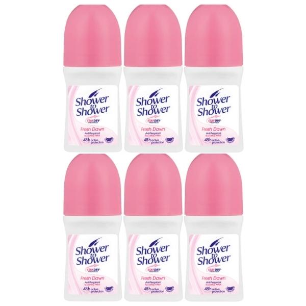 Shower To Shower – Ladies Roll-On 50ml -Fresh Dawn – Pack of 6