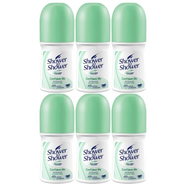 Shower to Shower – Ladies Roll-On 50ml – Confident Me – Pack of 6