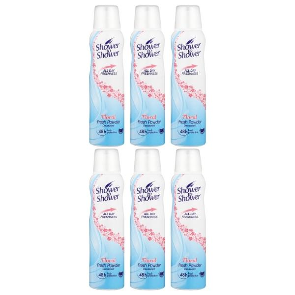 Shower To Shower – Ladies Deodorant/Spray 150ml – Floral Powder- Pack of 6