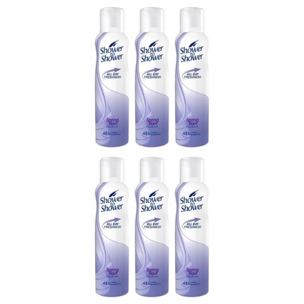 Shower To Shower – Ladies Deodorant/Spray 150ml – Spring Rain – Pack of 6