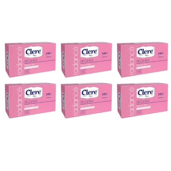 Clere – Oil Control Beauty Soap Bar 100g – Normal to Oily Skin – Pack of 6
