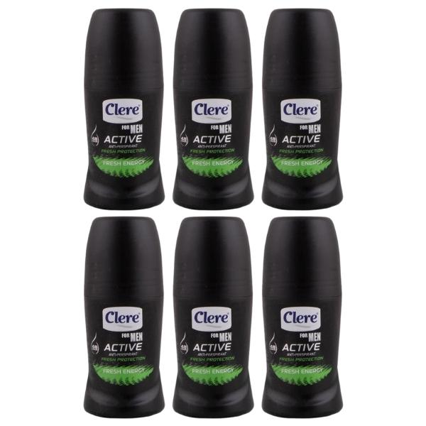Clere – Roll On Deodorant For Men 50ml – Fresh Energy – Pack of 6