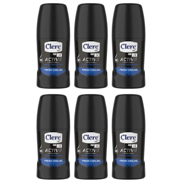 Clere – Roll On Deodorant For Men 50ml – Fresh Cooling – Pack of 6