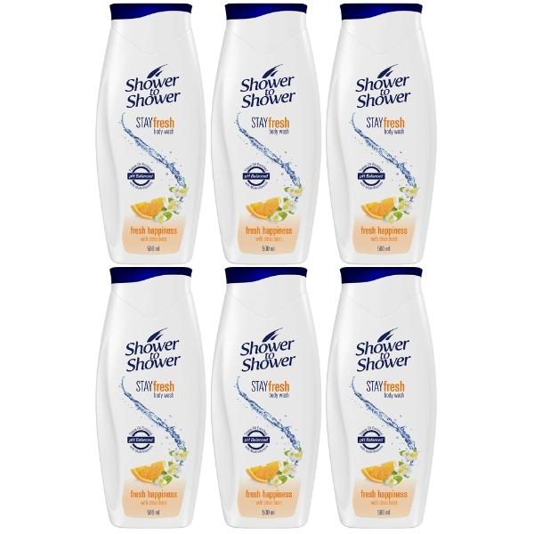 Shower To Shower – Body Wash Gel 500ml – Fresh Happiness – Pack of 6