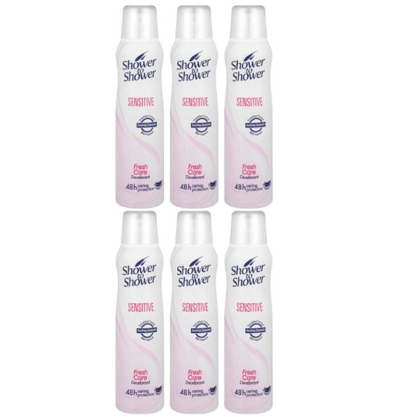 Shower To Shower – Ladies Deodorant/Spray Sensitive Care 150ml – Pack of 6