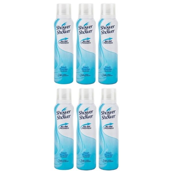 Shower To Shower – Ladies Deodorant/Spray 150ml – Fresh Powder – Pack of 6