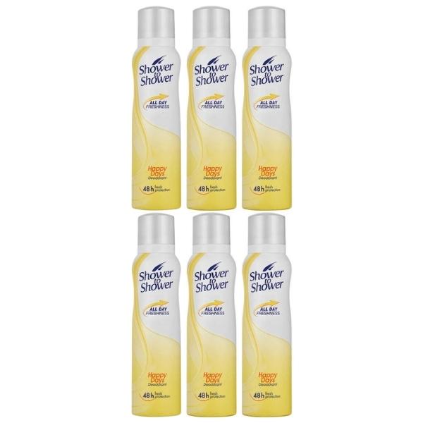 Shower To Shower – Ladies Deodorant/Spray 150ml -Happy days – Pack of 6