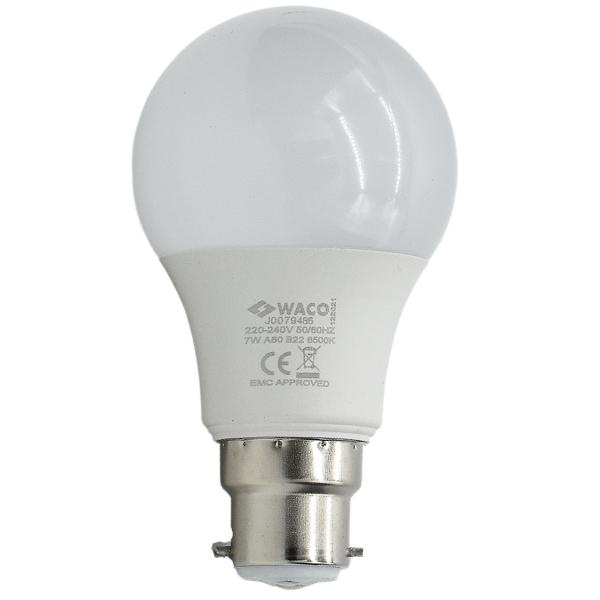 Waco – LED Sphere Bulb / Lamp A60 B22 4000K Cool White – 7W