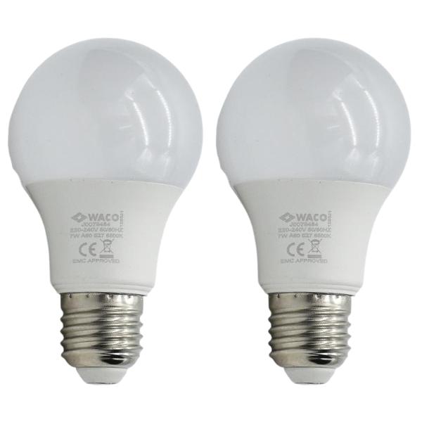 Waco – LED Sphere Bulb / Lamp A60 E27 6500K Cool Day Light – 9W Pack of 2