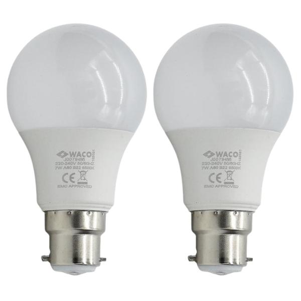 Waco – LED Sphere Bulb / Lamp A60 B22 4000K Cool Day Light – 9W Pack of 2