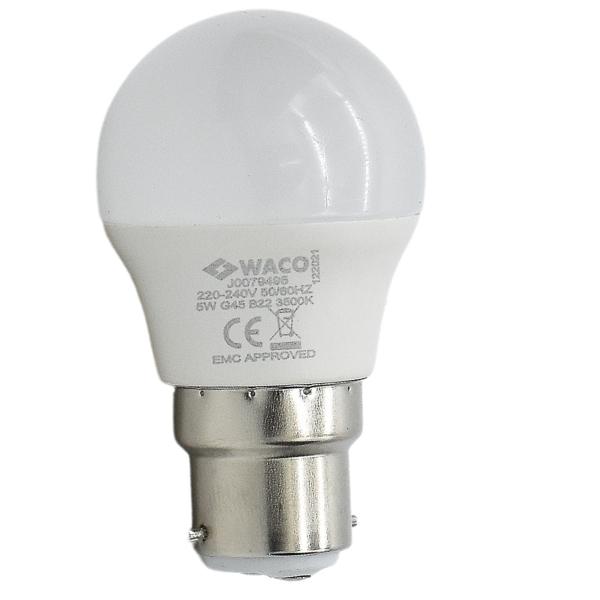 Waco – LED Lamp Golf Ball / G45 B22 3500K – Warm White – 5W