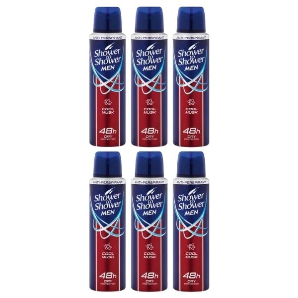 Shower To Shower – Anti- Perspirant For Men 150ml – Cool Musk – Pack of 6