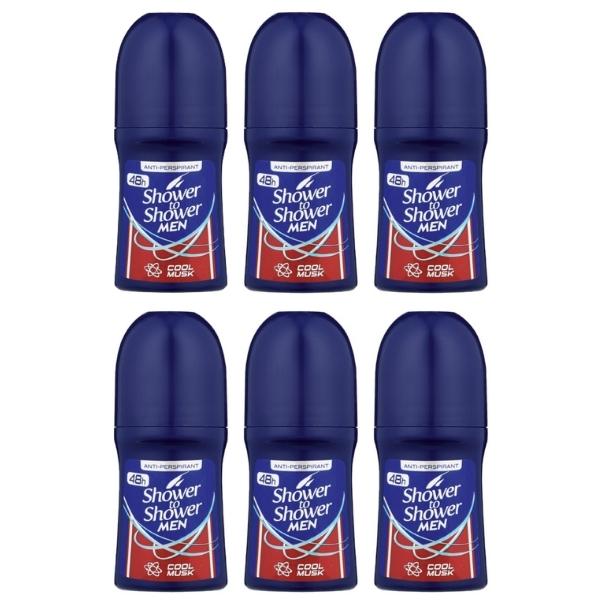 Shower To Shower – Roll – On For Men 50ml – Cool Musk Pack of 6