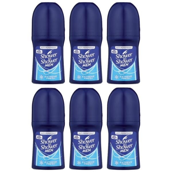 Shower To Shower – Roll – On For Men 50ml – Extreme Fresh Pack of 6