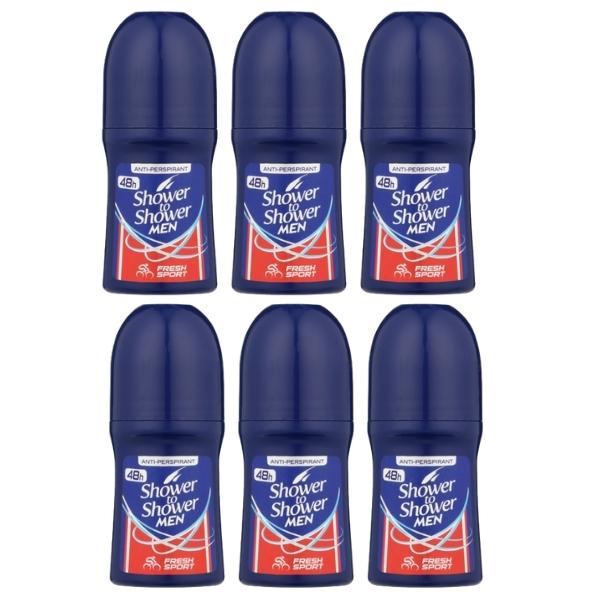 Shower To Shower – Roll – On For Men 50ml – Fresh Sport Pack of 6