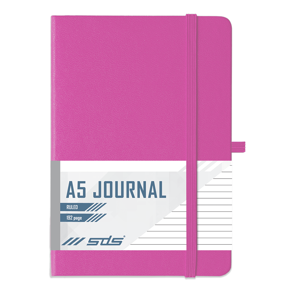 SDS A5 192 Page Lined Journal Hard Cover with Elastic Closure – Pink