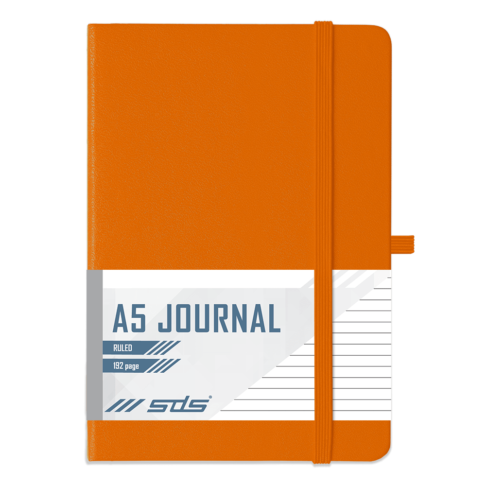 SDS A5 192 Page Lined Journal Hard Cover with Elastic Closure – Orange
