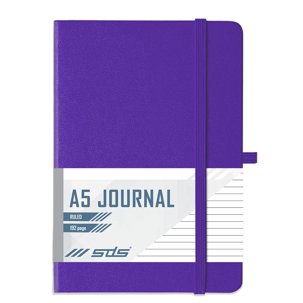 SDS A5 192 Page Lined Journal Hard Cover with Elastic Closure – Purple